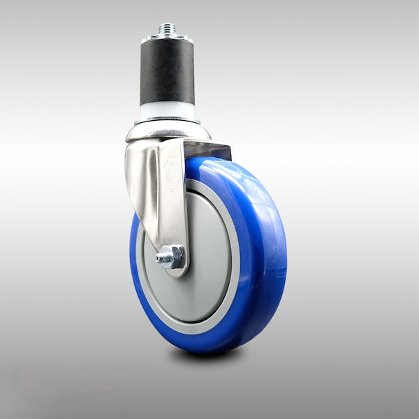 Service Caster 5 Inch 316SS Blue Polyurethane Wheel Swivel 1-3/4 Inch Expanding Stem Caster SCC-SS316EX20S514-PPUB-BLUE-134 - main